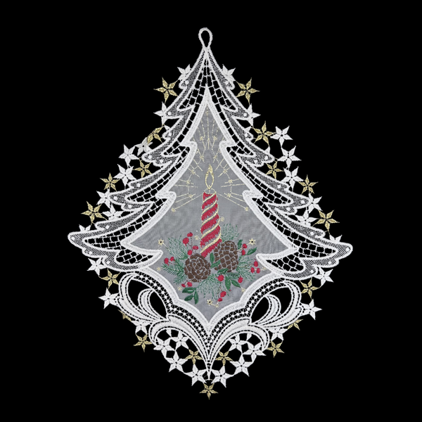 Lace Window Ornament with Red Candle by StiVoTex Vogel