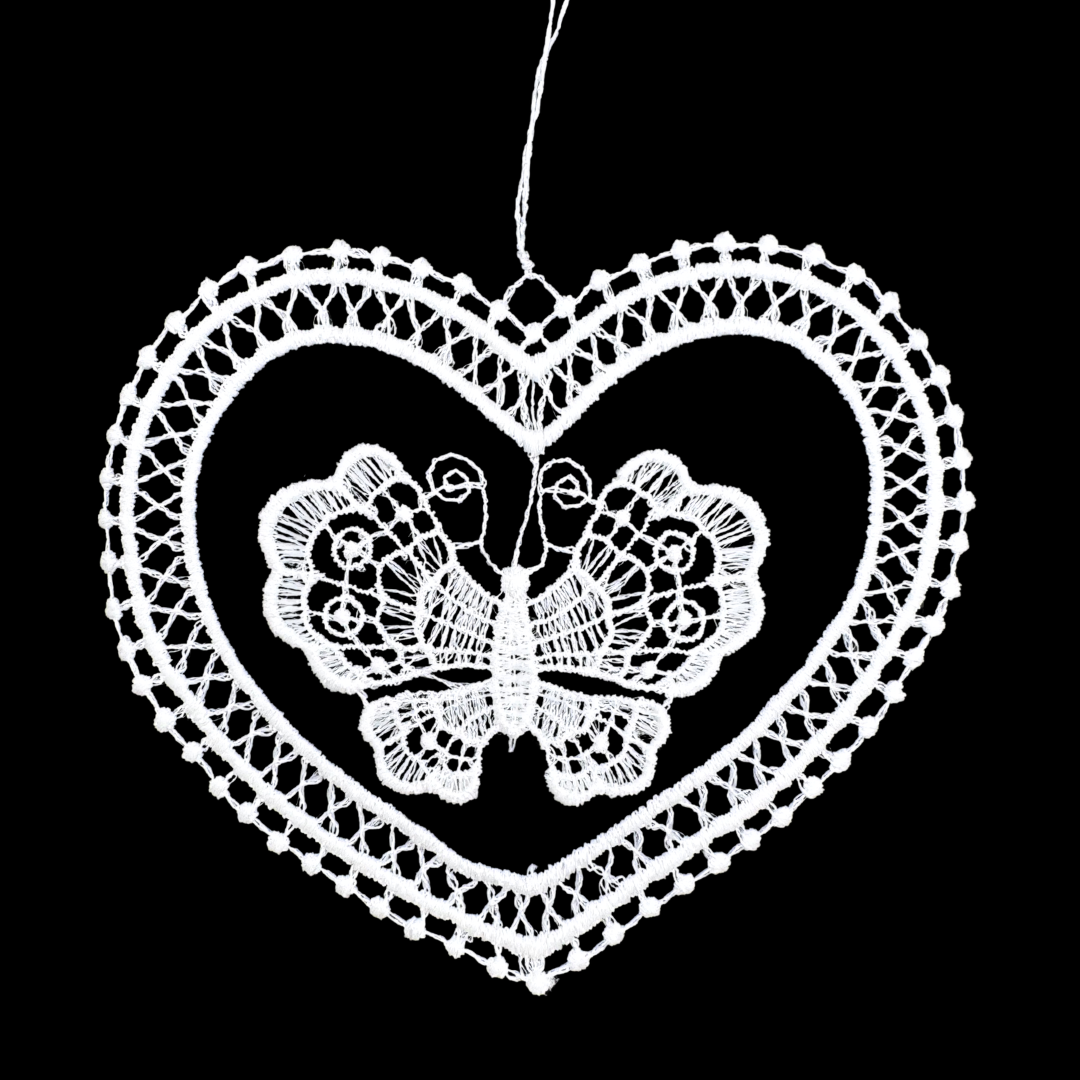 Lace Butterfly One in Heart Ornament by StiVoTex Vogel