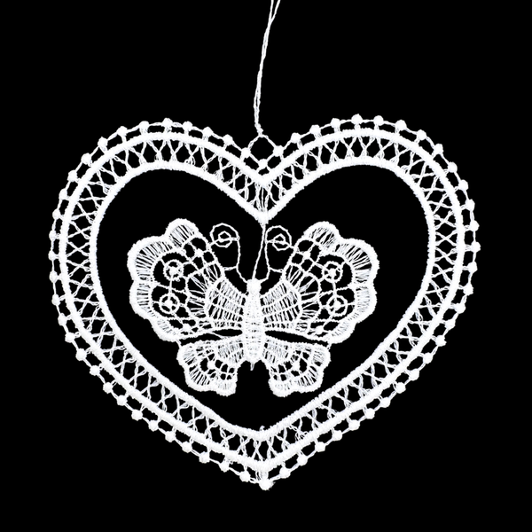 Lace Butterfly One in Heart Ornament by StiVoTex Vogel