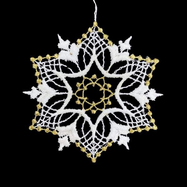 Gold Tipped Snowstar two Ornament by StiVoTex Vogel