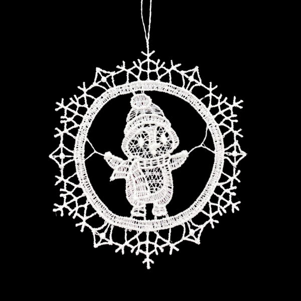 Snowflake Frame Lace Ornament with Penguin by StiVoTex Vogel