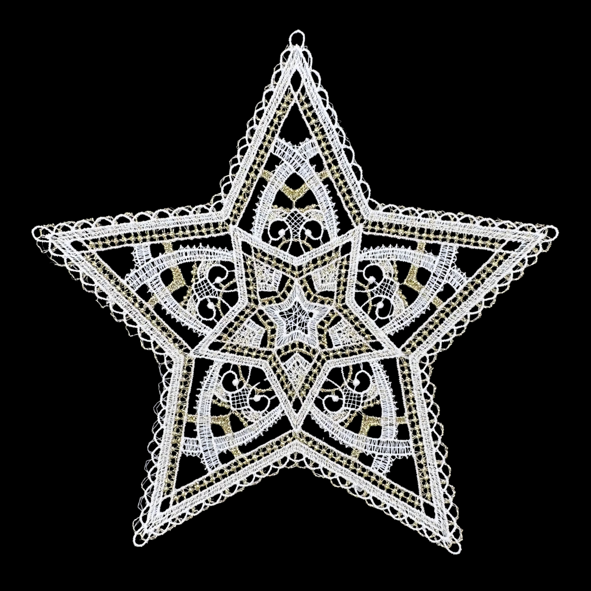Lace Star with Gold Ornament, 7.5