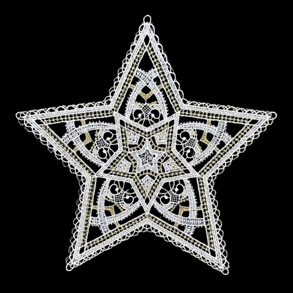 Lace Star with Gold Ornament, 7.5" by StiVoTex Vogel