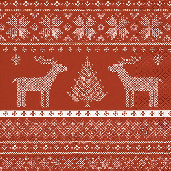 Helene Red Paper Cocktail Size Paper Napkins