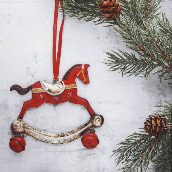 Christmas Rocking Horse Luncheon Size Paper Napkins