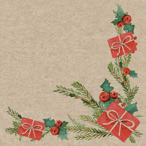 Mistletoe w/ Present Luncheon Size Paper Napkins