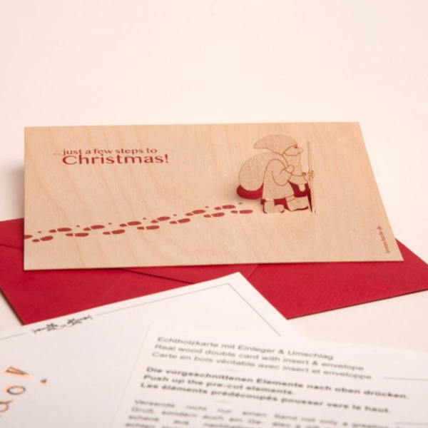 Santa Merry Christmas Wood Card by Formes-Berlin