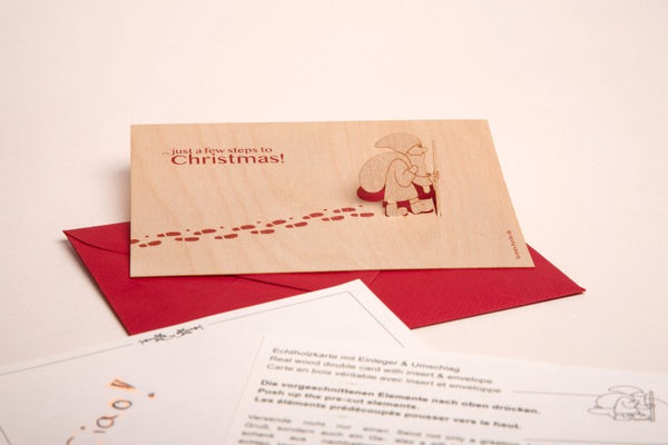 Santa Merry Christmas Wood Card by Formes-Berlin