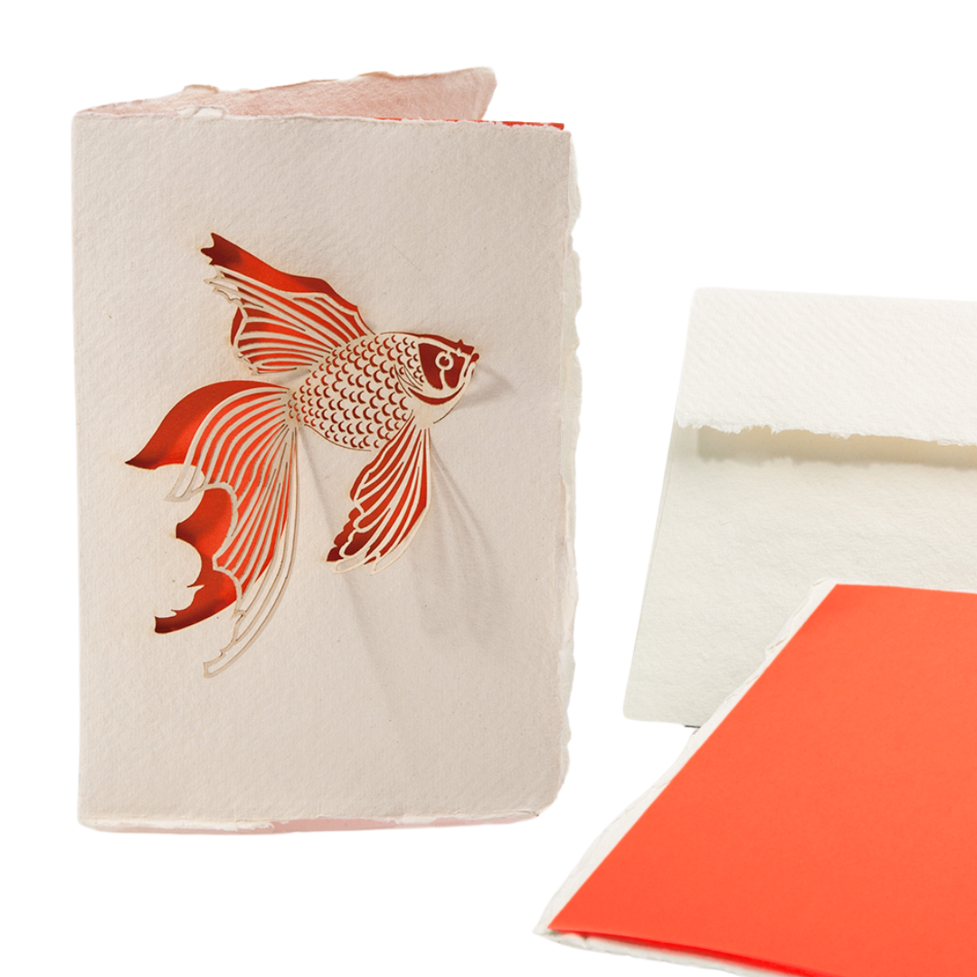 Gold fish Handmade Card by Formes-Berlin
