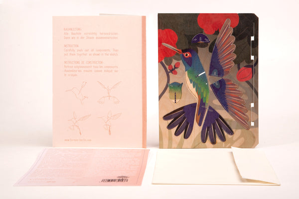 Hummingbird 3D Wood Decoration Card by Formes-Berlin