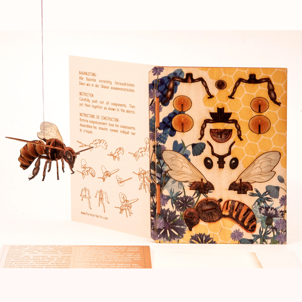 Bee 3D Wood Decoration Card by Formes-Berlin