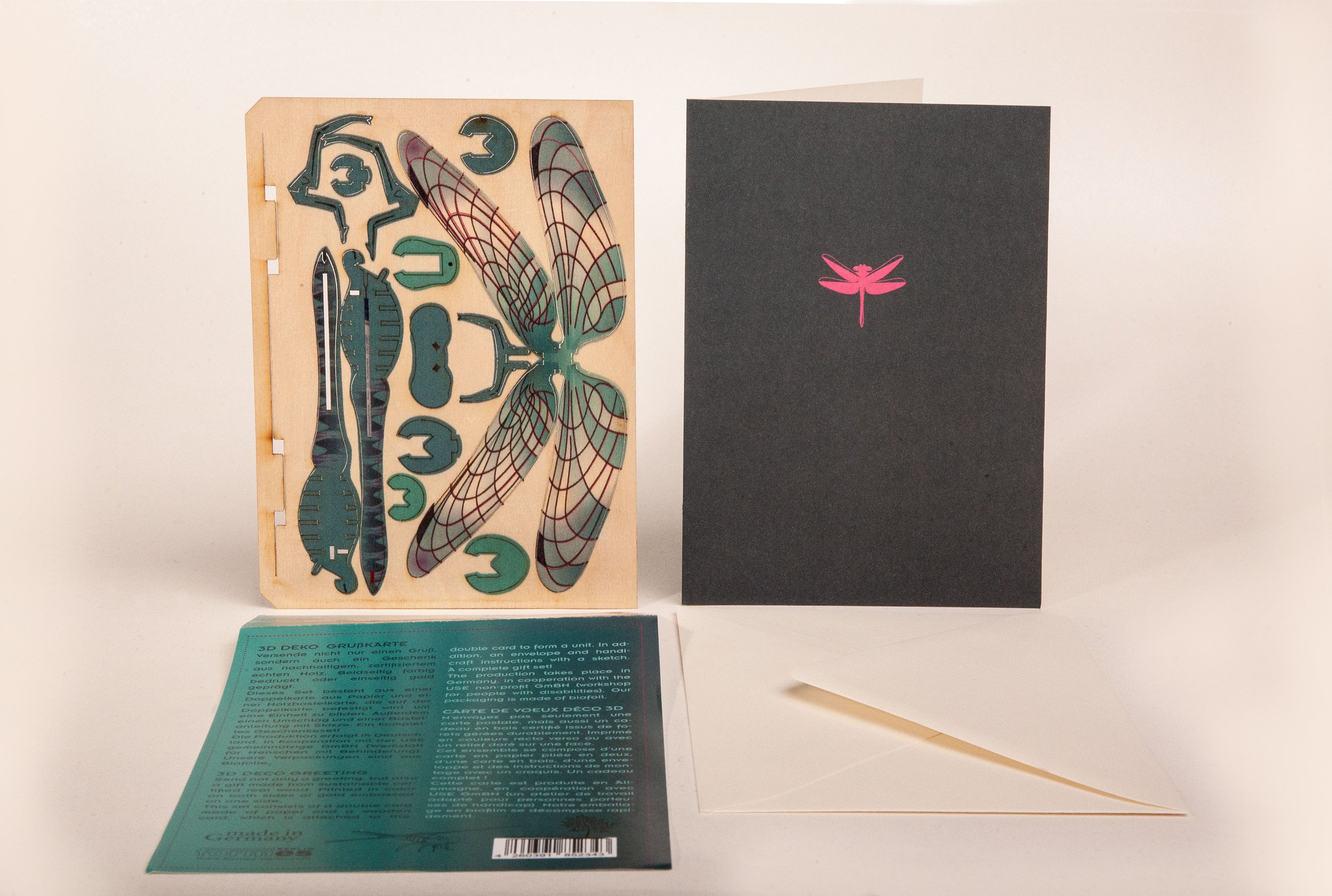 Dragonfly 3D Wood Decoration Card by Formes-Berlin