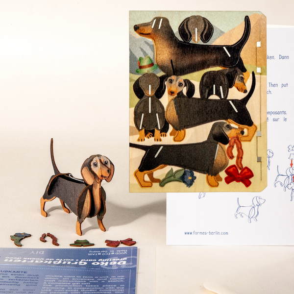 Dachshund 3D Wood Decoration Card by Formes-Berlin