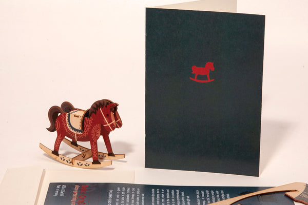 Rocking Horse 3D Wood Decoration Card by Formes-Berlin