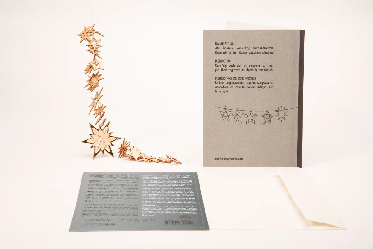 Stars 3D Wood Decoration Card by Formes-Berlin
