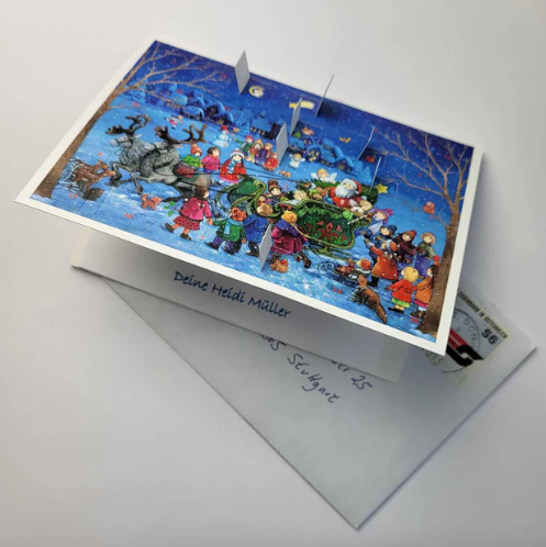 Santa and Sleigh Advent Calendar Card by Richard Sellmer Verlag