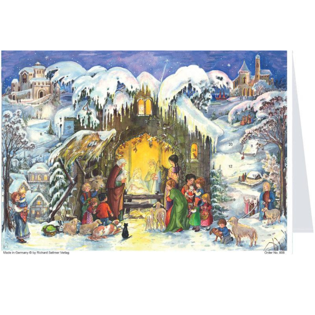 Snowy Nativity Advent Calendar Card by Richard Sellmer Verlag