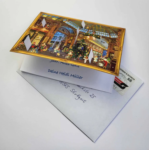 Christmas Shopping Advent Calendar Card by Richard Sellmer Verlag