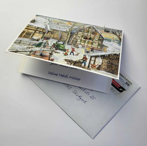 Farm Tractor Advent Calendar Card by Richard Sellmer Verlag