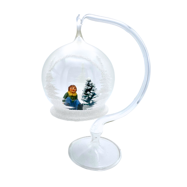 Seated Child Thuringer Papier Mache and Glass Ornament by Marolin Manufaktur