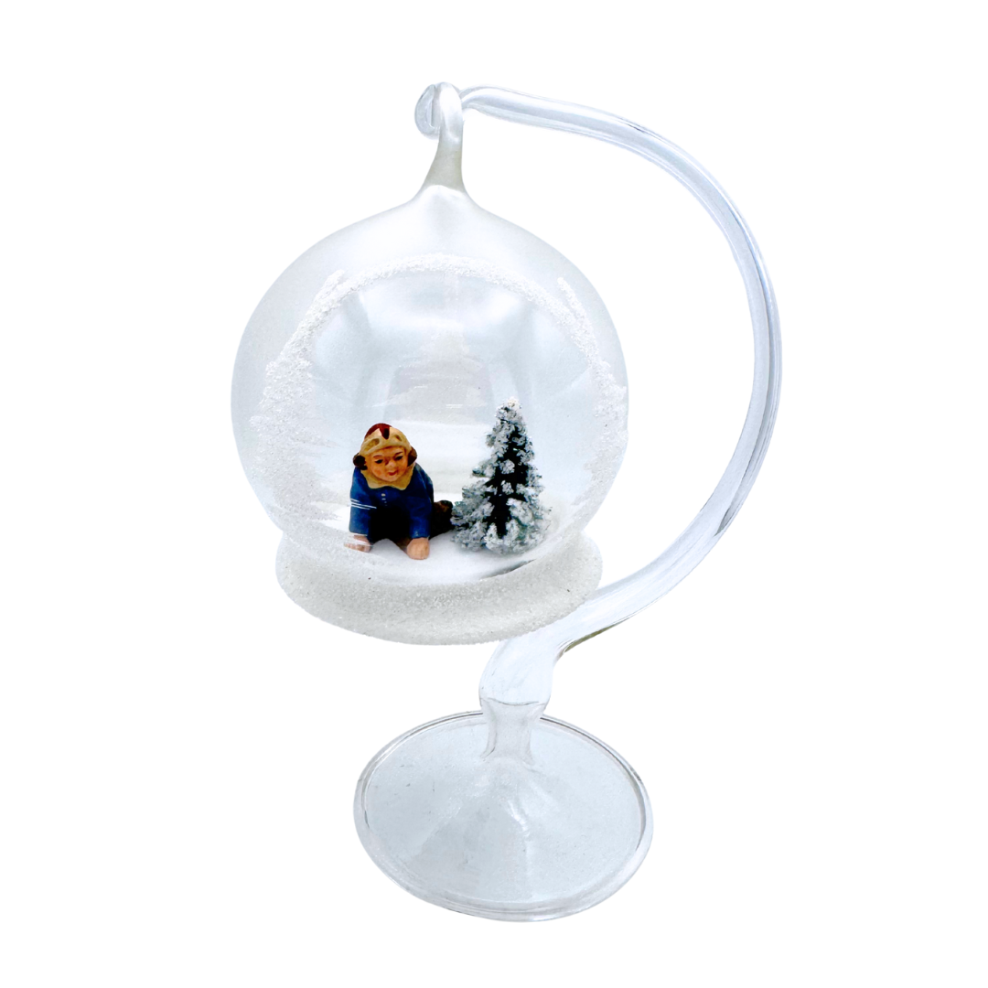 Kneeling Child Thuringer Papier Mache and Glass Ornament by Marolin Manufaktur