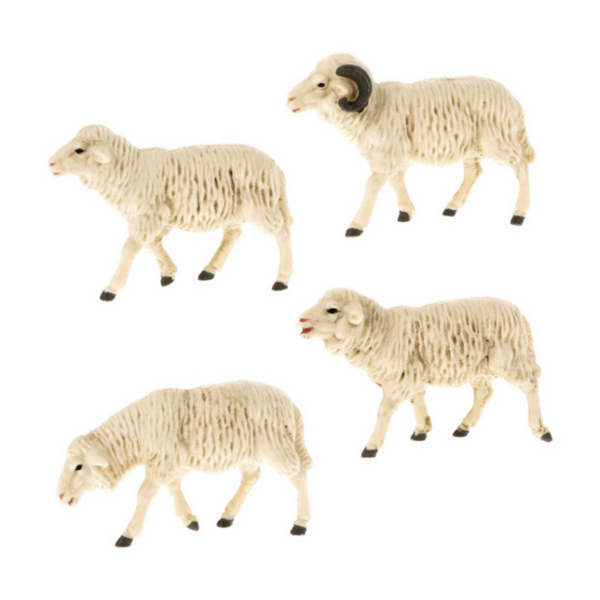 Flock of four Sheep, 11-12cm scale by Marolin Manufaktur