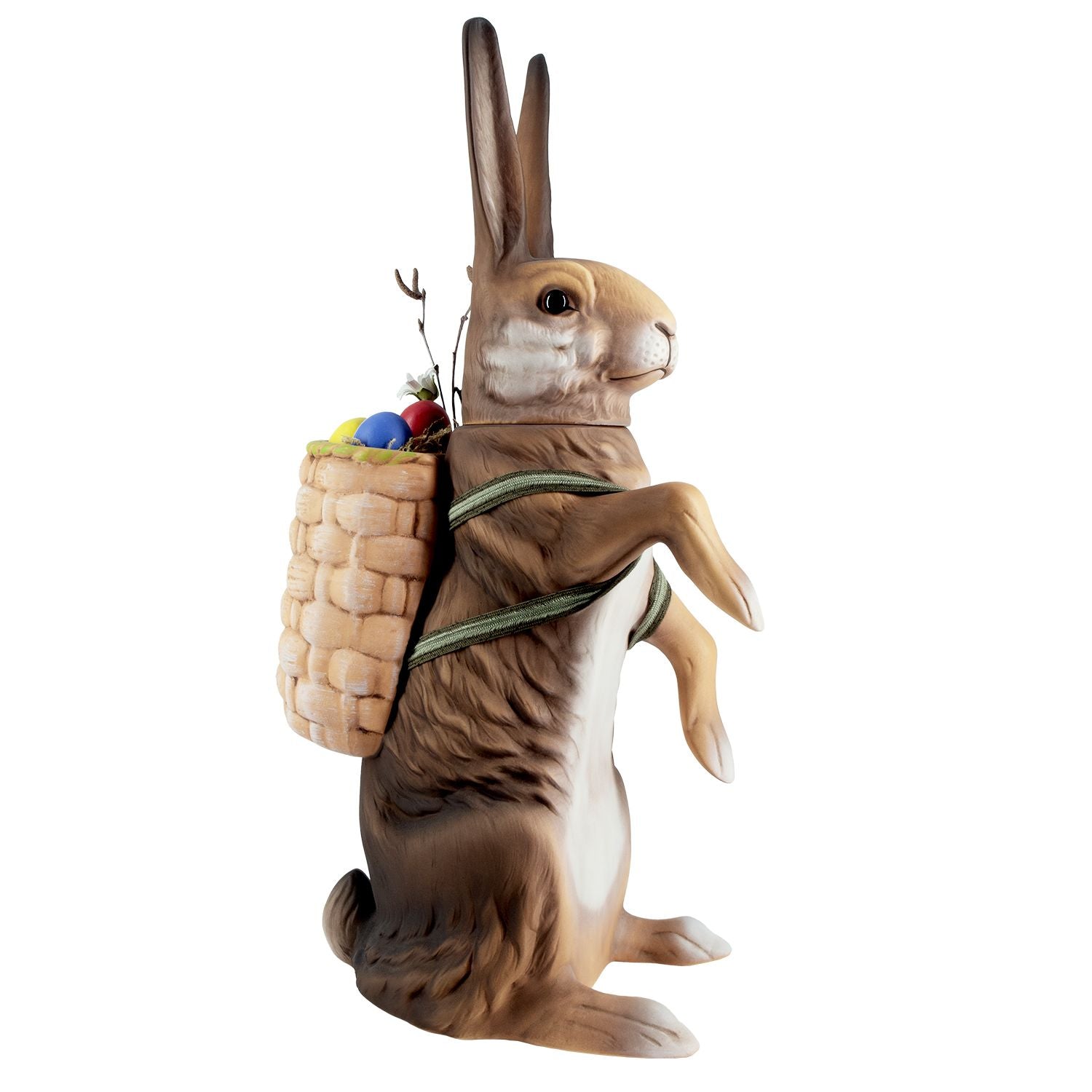 Upright Brown Rabbit with Basket Paper Mache Candy Container by Marolin Manufaktur