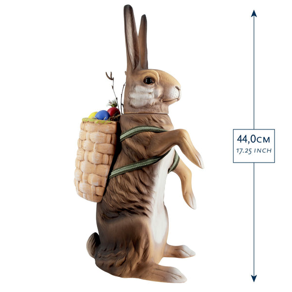 Upright Brown Rabbit with Basket Paper Mache Candy Container by Marolin Manufaktur