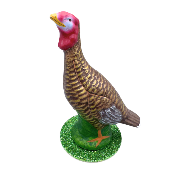 Turkey Paper Mache Candy Container, female, 6.75" by Ino Schaller