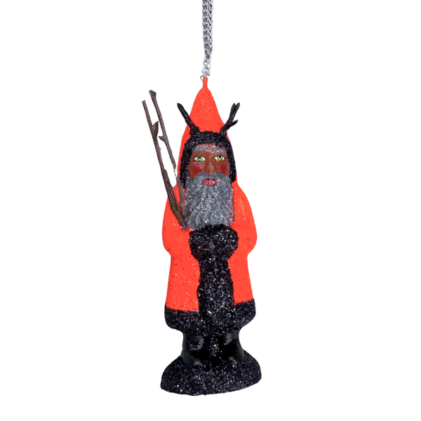 Krampus Papier Mache Ornament, orange by Ino Schaller