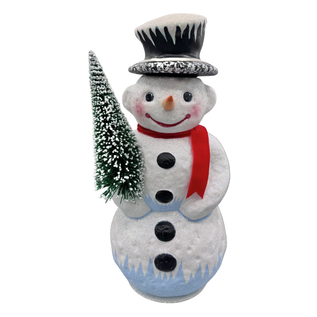 Snowman papier mache candy container, XL by Ino Schaller