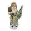 Santa Papier Mache Candy Container, pale gold with tree and reindeer by Ino Schaller
