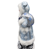 Santa Papier Mache Candy Container, metallic blue with snowflakes and fur by Ino Schaller