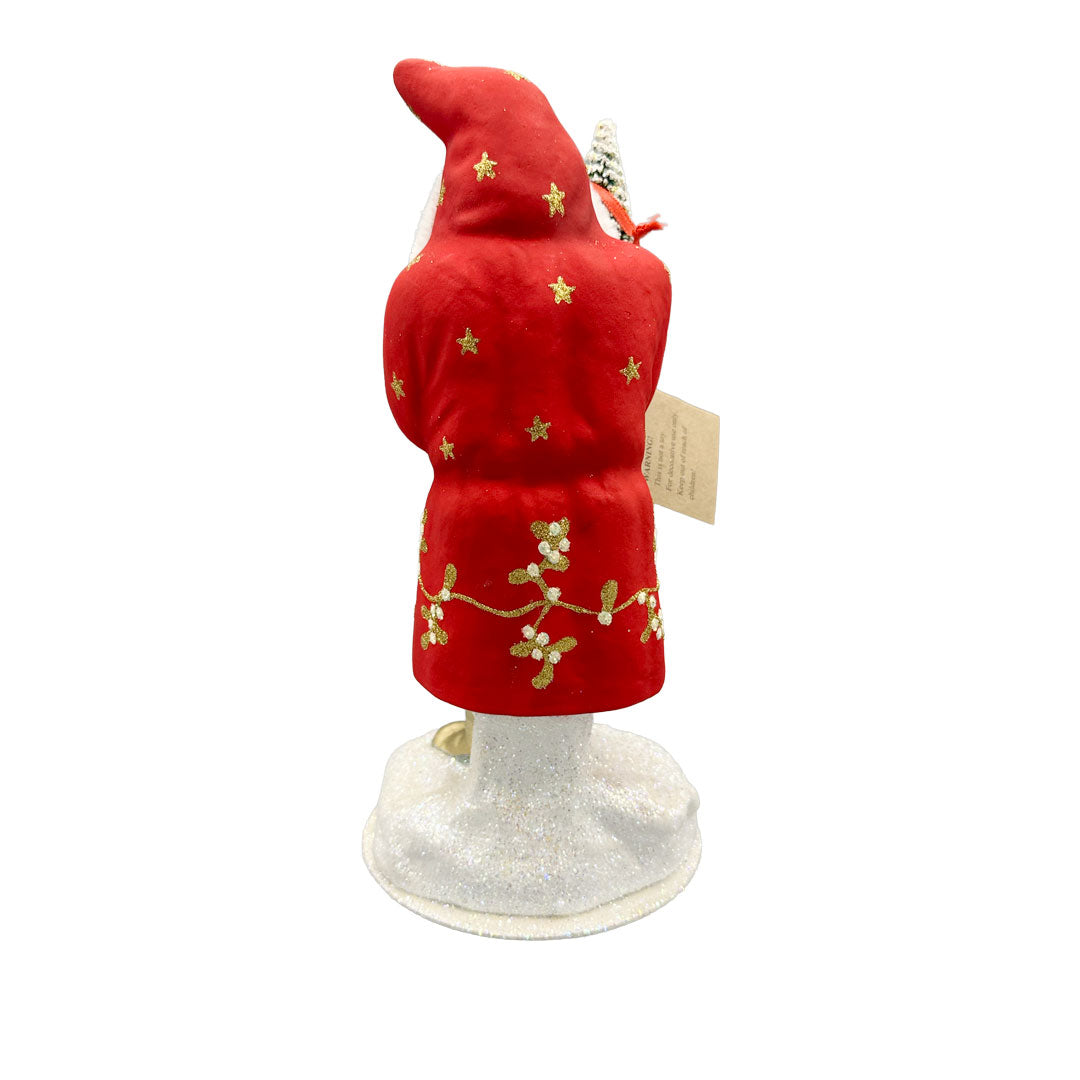 Santa Papier Mache Figure, light red with gold leaf by Ino Schaller
