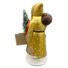 Santa Papier Mache Candy Container, gold with deer scene by Ino Schaller