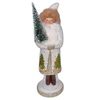 Santa XL Papier Mache Figure, white with holiday scene by Ino Schaller