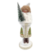 Santa XL Papier Mache Figure, white with holiday scene by Ino Schaller