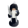 Santa Papier Mache Candy Container, silver with black fur and snowflakes by Ino Schaller