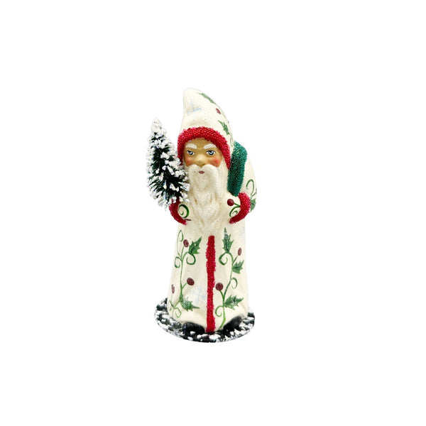 Cream Coated Santa Papier Mache Figurine by Ino Schaller