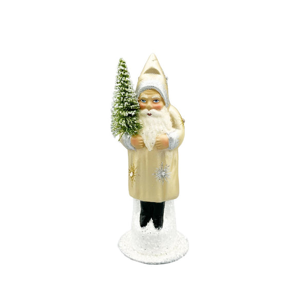 Gold Coated with crystals Santa Papier Mache Figurine by Ino Schaller