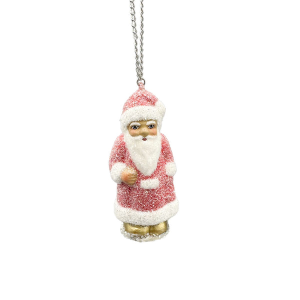 Red Glittered Santa Ornament by Ino Schaller