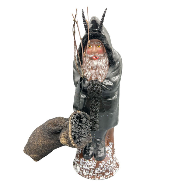Krampus with Bag of Coal Papier Mache Candy Container by Ino Schaller