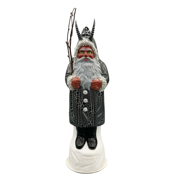 Cracked Black and Silver Coated Krampus Candy Container by Ino Schaller