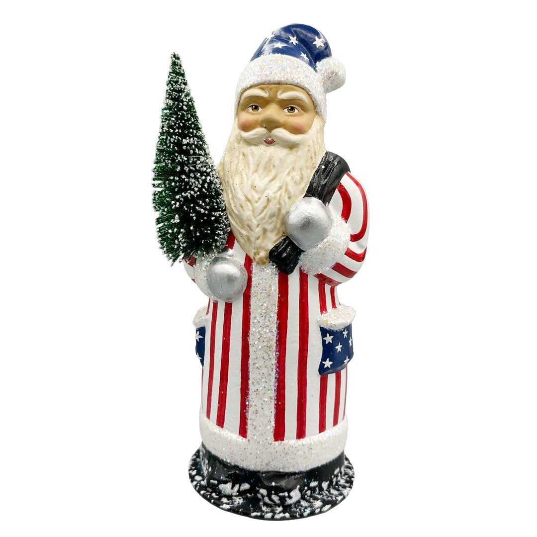 Patriot Santa Papier Mache Candy Container by Ino Schaller