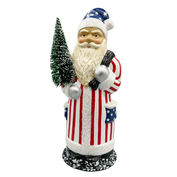 Patriot Santa Papier Mache Candy Container by Ino Schaller
