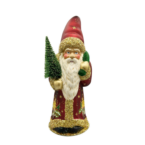 Bourdeaux Coated with Candle Decor Santa Papier Mache Candy Container by Ino Schaller
