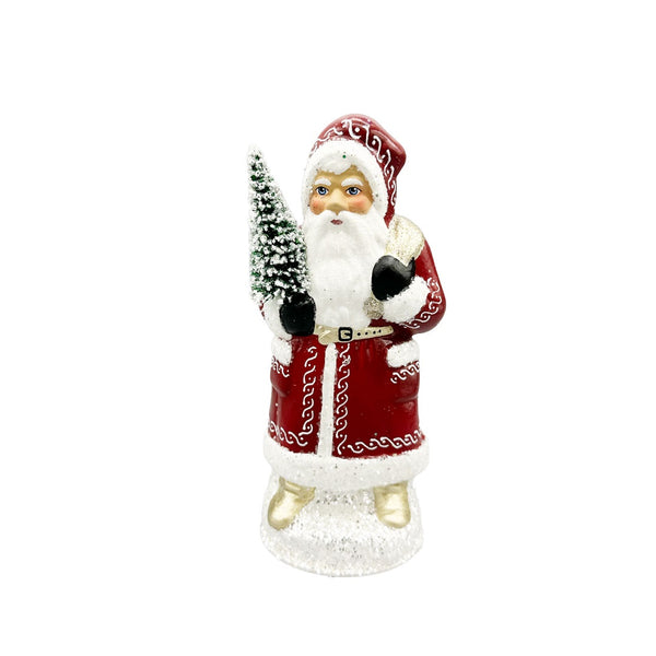 Red Coated Santa Papier Mache Figurine by Ino Schaller