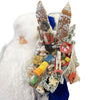 XL Santa in Blue Suit with Bag of Toys Papier Mache Candy Container on Base by Ino Schaller