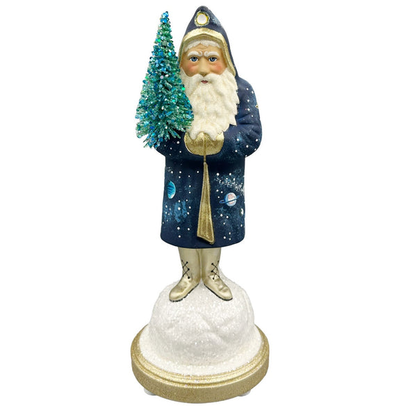 Blue with Planets Coated Papier Mache Figurine on Base by Ino Schaller
