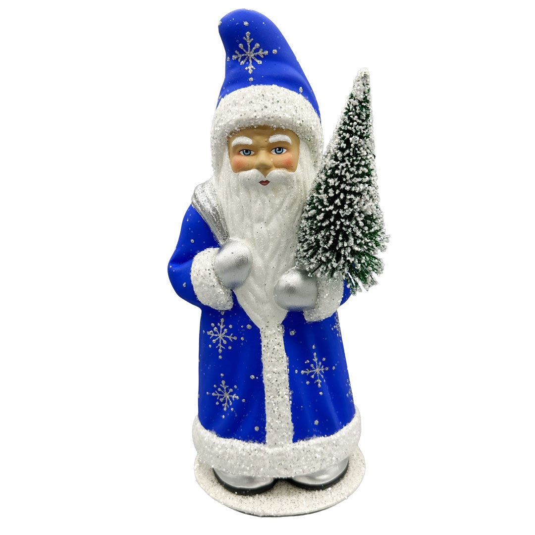 Blue Coated Santa Papier Mache Candy Container by Ino Schaller